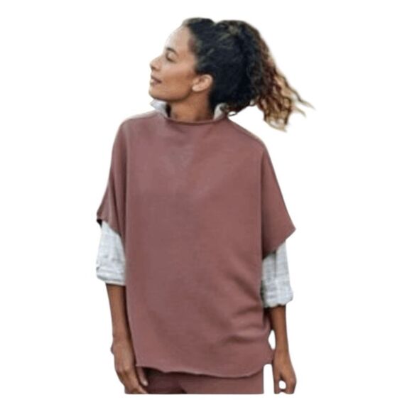 Frank and Eileen Audrey Funnel Neck Capelet Dusty Rose Mauve French Terry Knit O - Picture 1 of 10